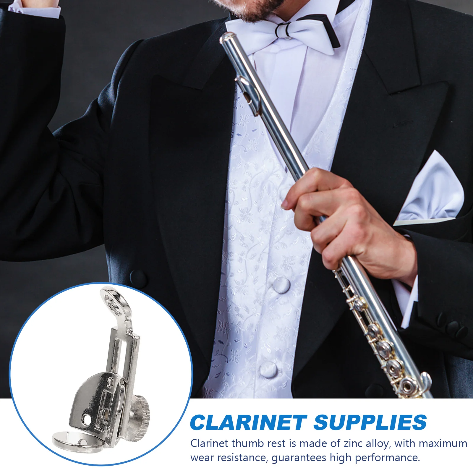 

Clarinet Thumb Rest Adjustable Finger Rest Black Instrument Accessories Three Hole Fixing Strap Ring Clarinet Supplies Woodwind