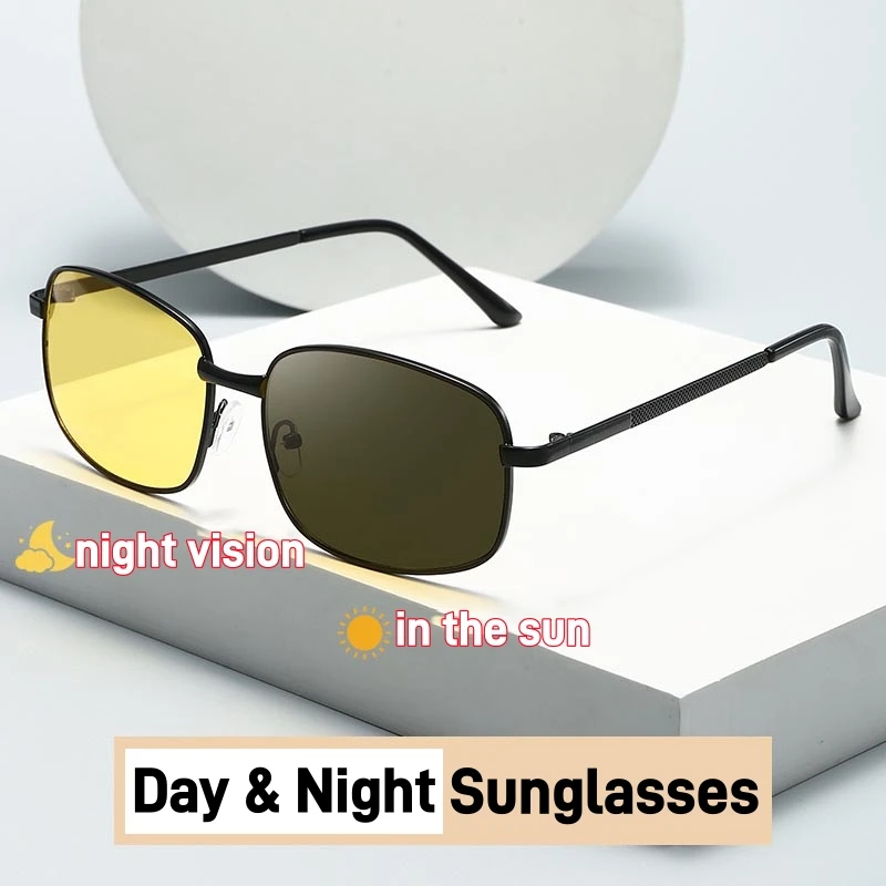 

Metal Frame UV Resistant Sunglasses UV400 Color Changing Dual-use Sun Glasses male and female Drivers' Night Vision Goggles