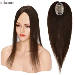 S-noilite Hair Topper Women Wig 6x9cm Natural Hair Piece Mono Silk Base Human Hair For Women Blonde Brown Invisable Hair Clip