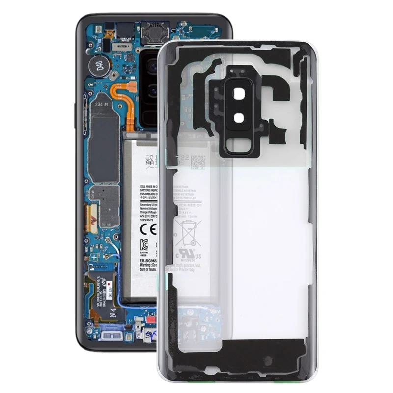

Для Samsung Galaxy S9 + / G965F G965F/DS G965U G965W G9650 прозрачная задняя крышка аккумулятора с крышкой объектива камеры