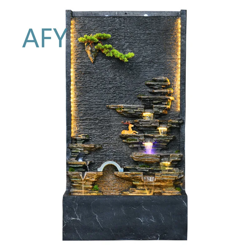 Self-Circulating Deer Fountain Decoration for Outdoor Garden Courtyard Rockery Water Feature Flowing Water Wall Set
