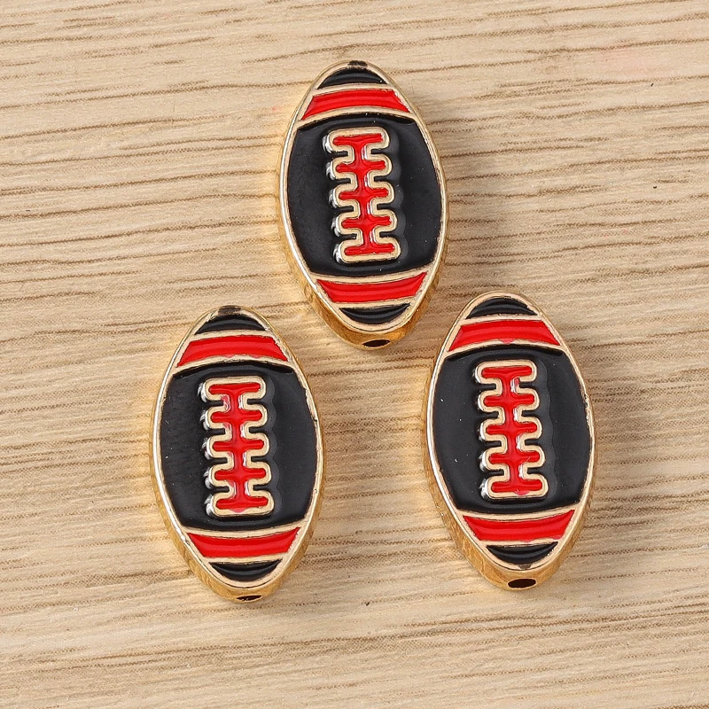 10 Stück 11 x 18 mm niedliche Emaille-Sport-Rugby-Ball-Charms, Abstandsperlen für Schmuckherstellung, DIY, handgefertigte Armbänder, Halsketten, Basteln, Geschenke – Detail 6