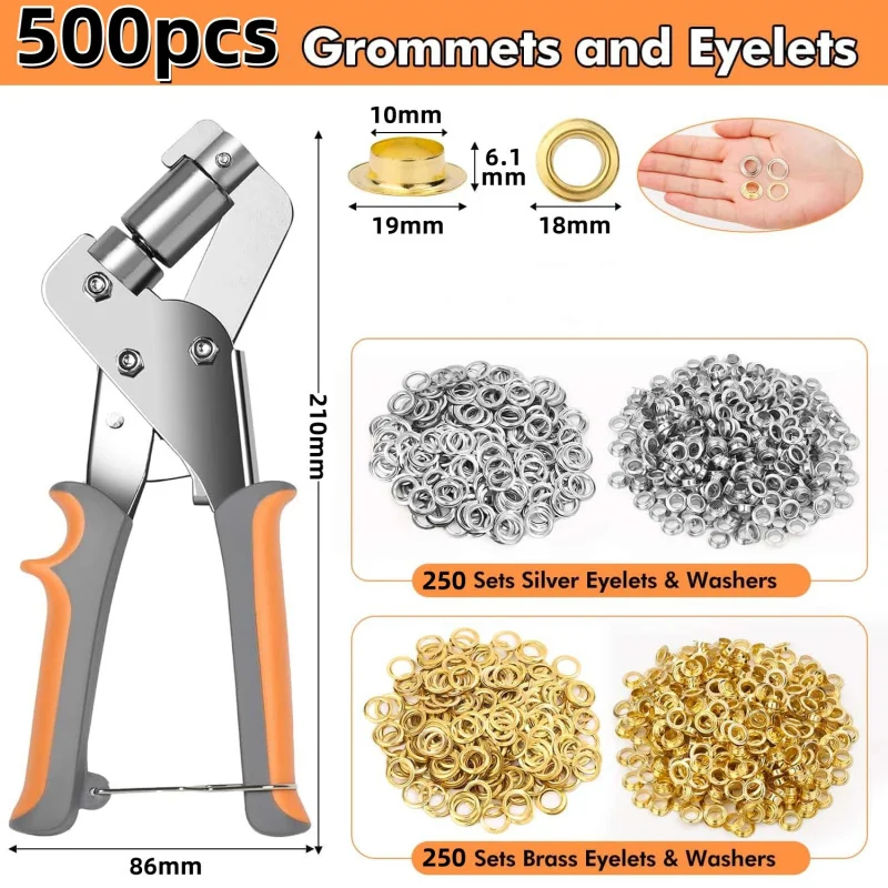 

500pcs 10mm Grommet Kit with Tool - Heavy-Duty Eyelet Set for Canvas, Tarps, Vinyl Banners & Fabric Installation