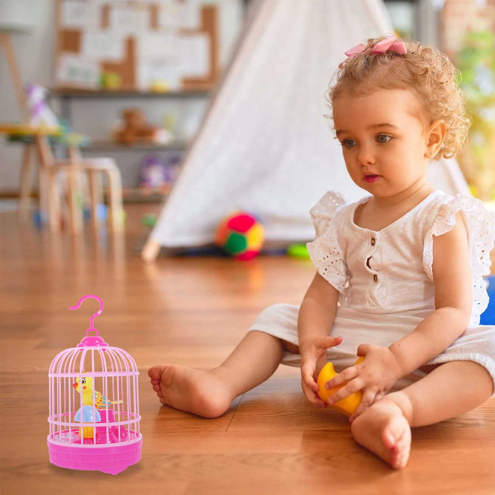 Musica leggera elettrica Gabbia per uccelli Bambino Giocattoli per bambini Ripetendo pappagallo Abs ad attivazione vocale