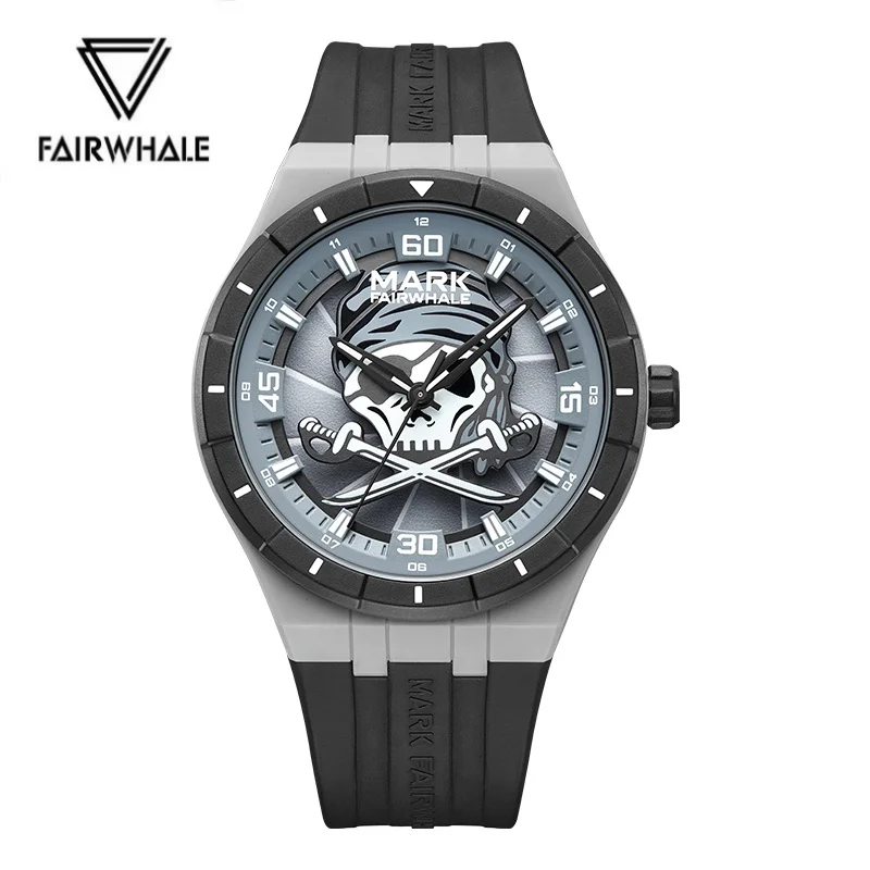 Mark Fairwhale 5040 Men's Quartz Watch Creative Rotating Dial Luminous Waterproof Silicone Strap Sports Fashion Watches for Man