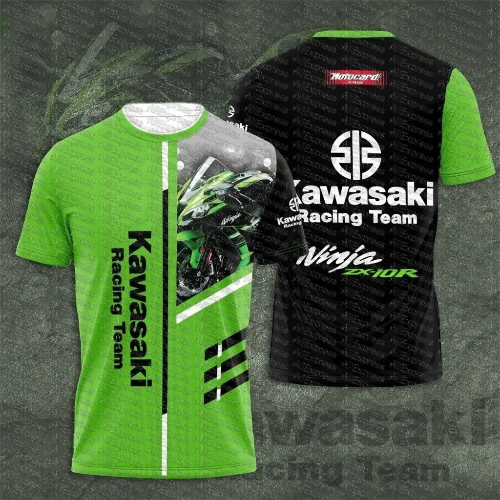 

Kawasaki Motorcycle Racing Team Men T-shirt Summer Short Sleeve Women Oversized Clothing 2025 New Fashion Children Tee Tops
