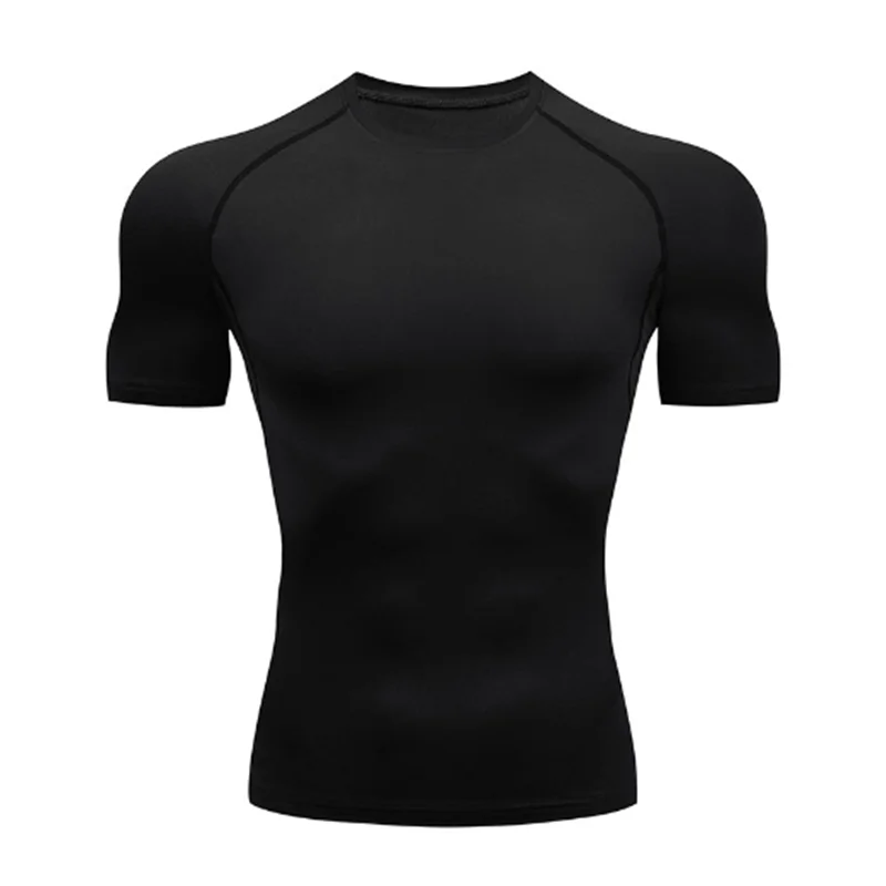 Men's comprehensive training T-shirts Solid Gym Muscle Building Stretch Top Sport Tight Short sleeve tees men's Clothes summer