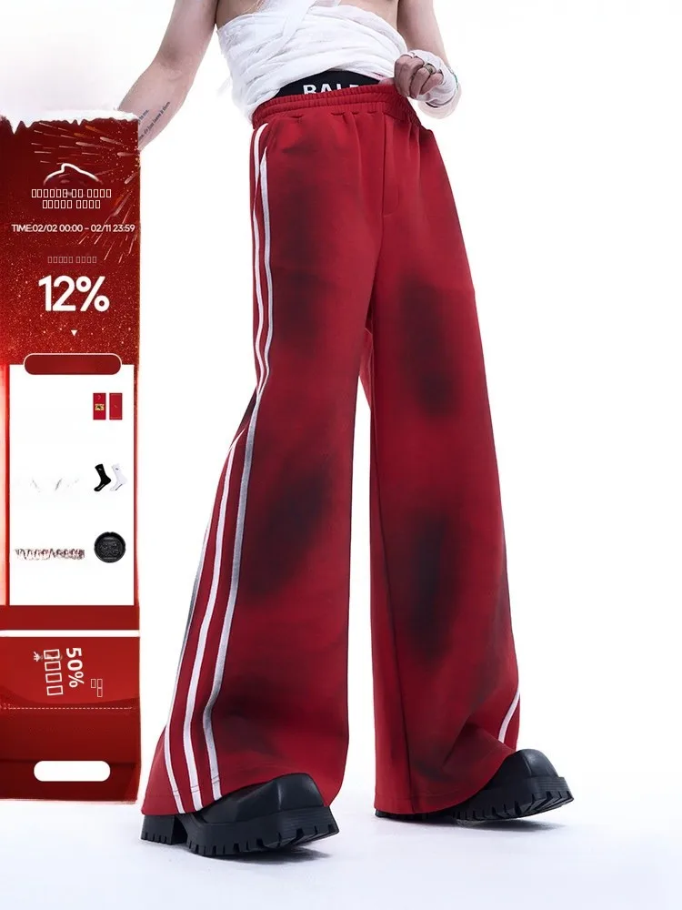 

Мужские повседневные брюки StarTexceedend в американском ретро-стиле, в полоску, из плотной ткани, с эффектом окрашивания, прямого кроя, для осеннего сезона