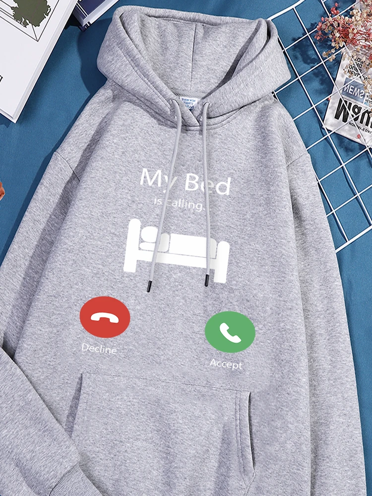 My Bed Is Calling-Sweat à capuche en coton imprimé pour femme, sweat-shirt à col rond, sweats à capuche avec lettres, personnalité, vêtements polyvalents