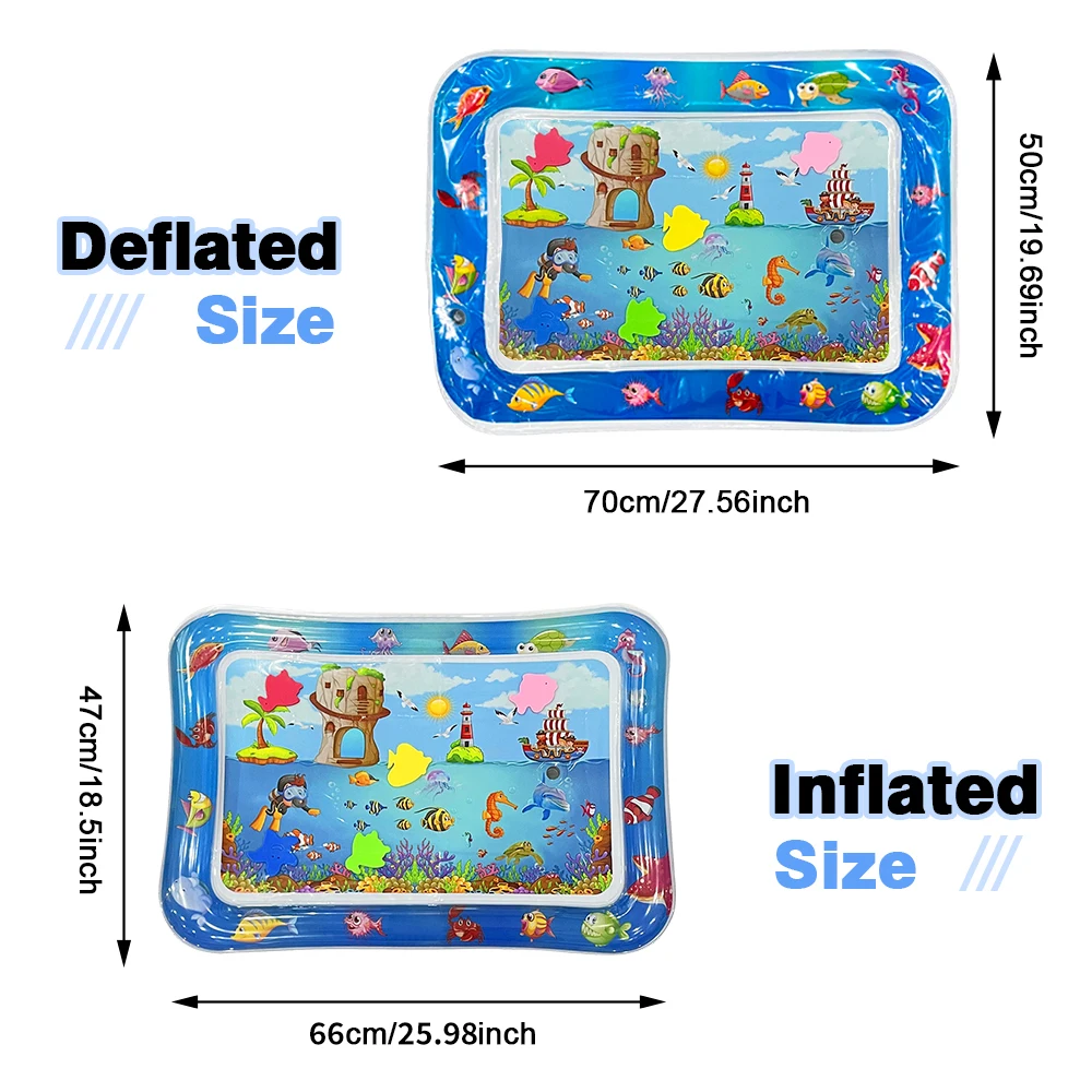 Tapis d'eau gonflable sur le thème de l'océan de dessin animé pour les tout-petits-tapis de jeu sensoriel en PVC épais, jouet éducatif pour bébé, cadeau parfait pour enfants