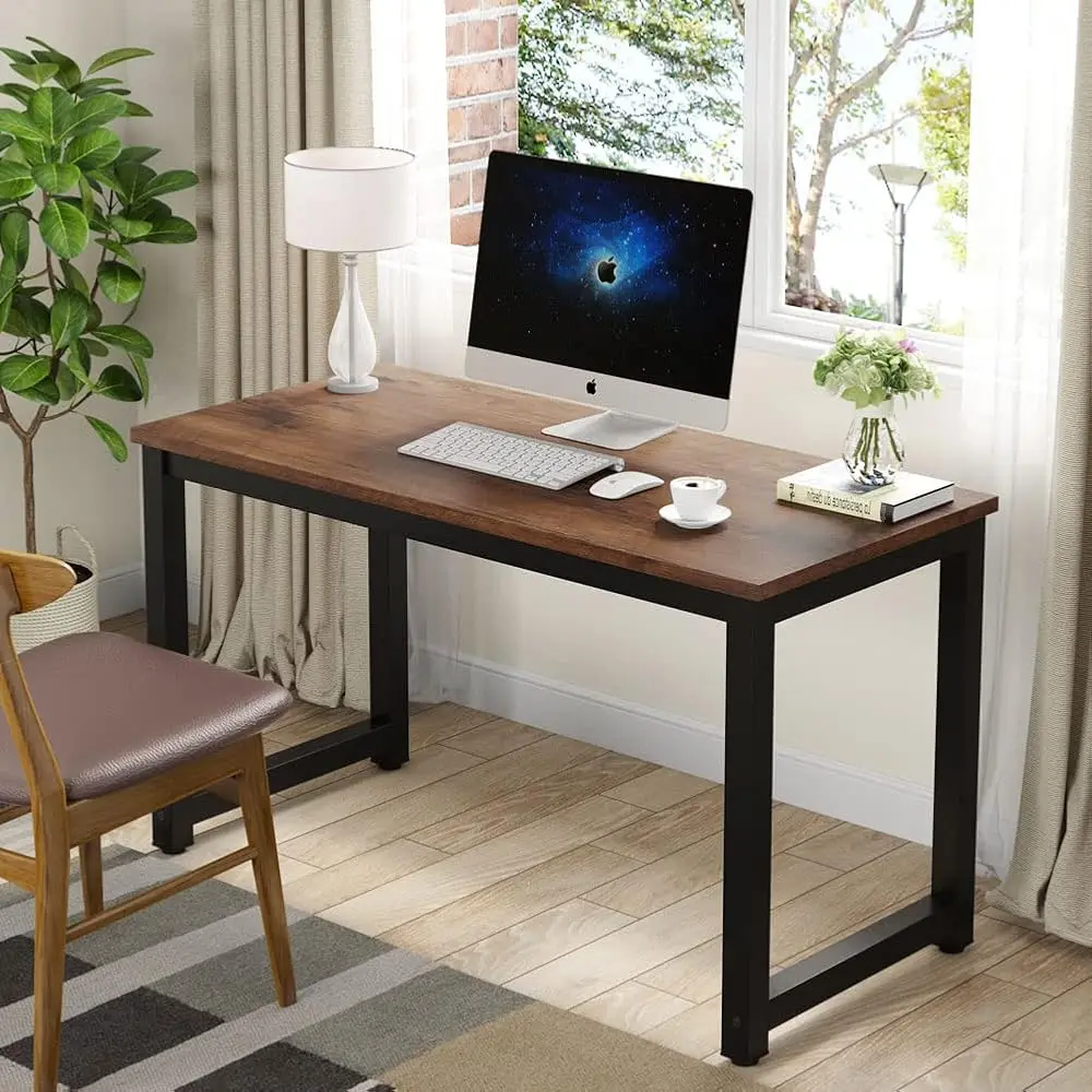 Modern Simple Computer Desk, 47 H Vintage Office Desk Computer Table, Study Writing Study Desk Workstation For Home Office,