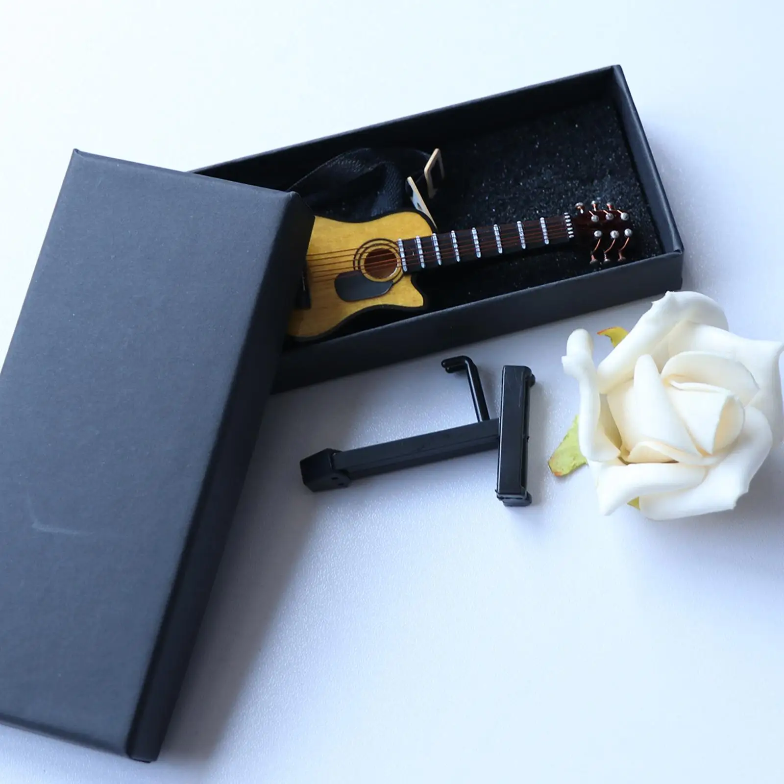 Dollhouse Miniature Guitar 1 12 Scale Wooden Model Musical Instrument for New Dollhouse Miniatures Accessories