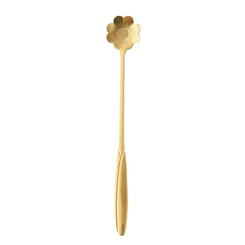 Spoon Dessert Honey Extended Creative Stainless Steel 18cm Long Kitchen Accessories Small Spoon Meticulous Light Flower Spoon