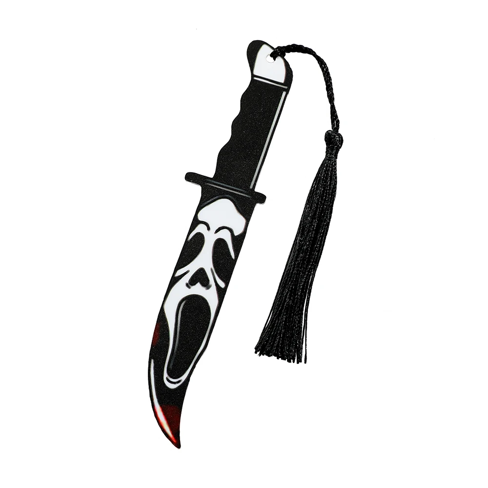 1pcs Acrylic Ghost Bookmark with Black Tassel For Horror Movie Lovers Read Marker Gift for Book Lovers Office Stationery