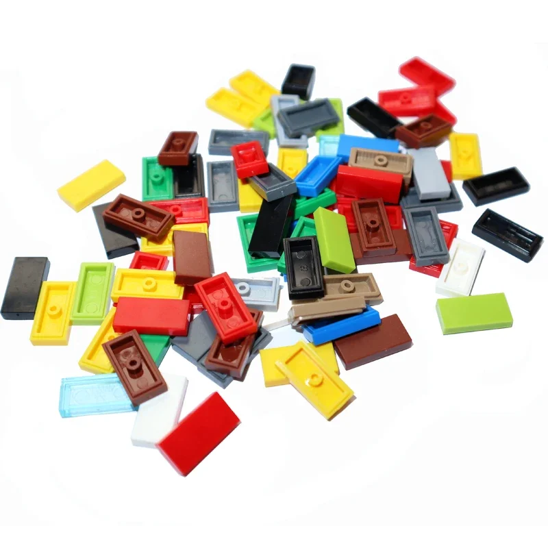 200PCS MOC Montieren Partikel 3069 30070 1x2 Ziegel Flache Fliesen Glatte 1*2 Bausteine DIY pädagogisches Kreatives Spielzeug für Kinder