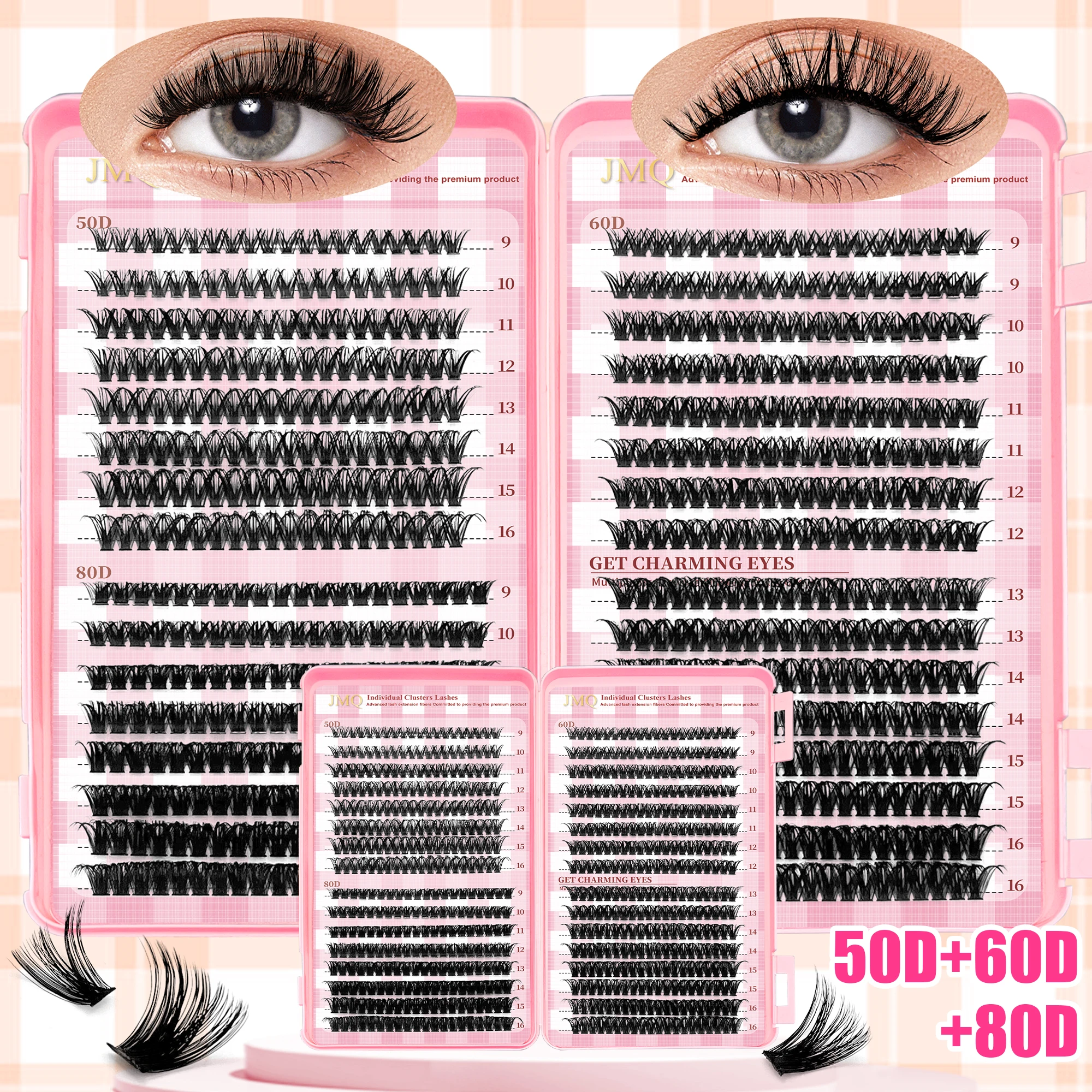 LAKANAKU Wispy Cluster Lashes DIY Lash Clusters Reusable Cat Eye False Cluster Lash Voluminous Vegan Cluster Lash For Beginners