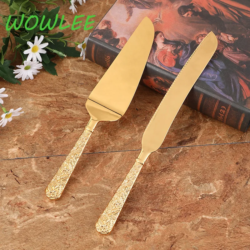 2pcs/set Gold Triangle Cake Shovel Spatula Baking Pastry Tools Wedding Cake Pizza Bread Party Cake Decorating Shovel Restaurant