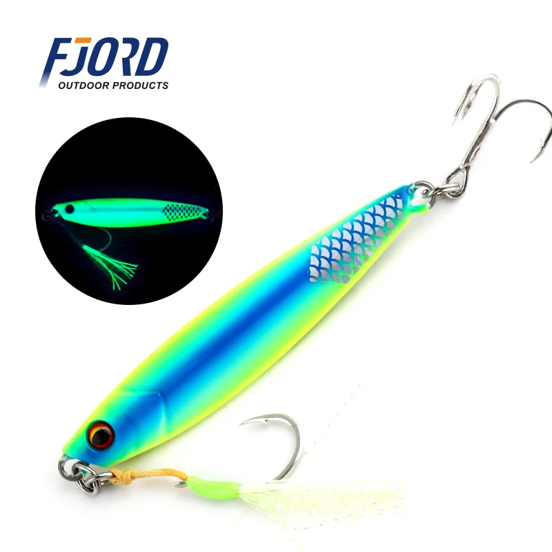 FJORD Flache, langsam leuchtende Metall-Jig-Blei-Angelköder, Salzwasser, 20 g, 30 g, 40 g, 60 g, Shore Casting, künstliche Köderhaken, Angelgerät