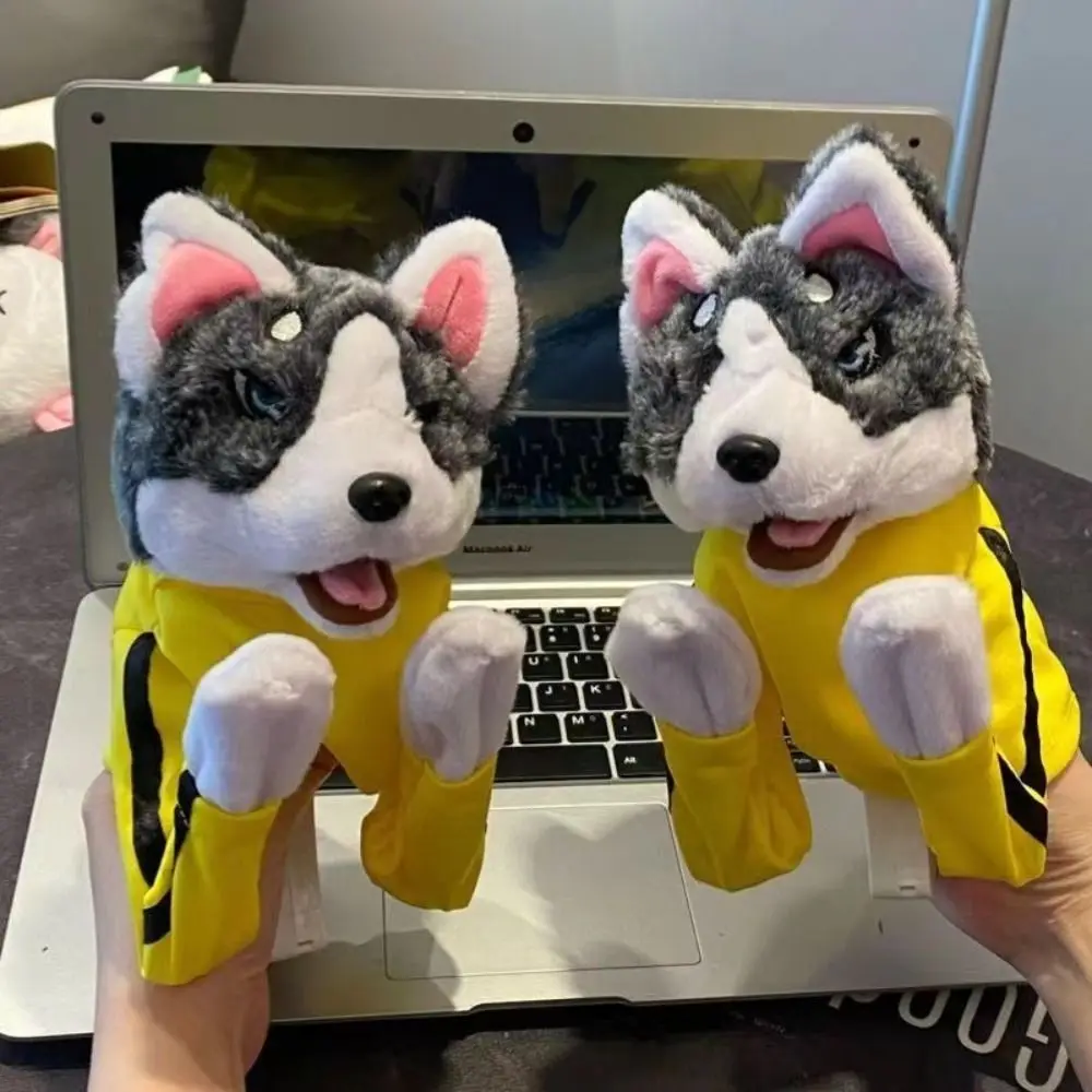 1/2Pcs Neue mit Sound Boxen Hund Puppe Schlacht Kinder Geschenke Husky Vocal Handpuppe Plüsch Interaktives Spielzeug