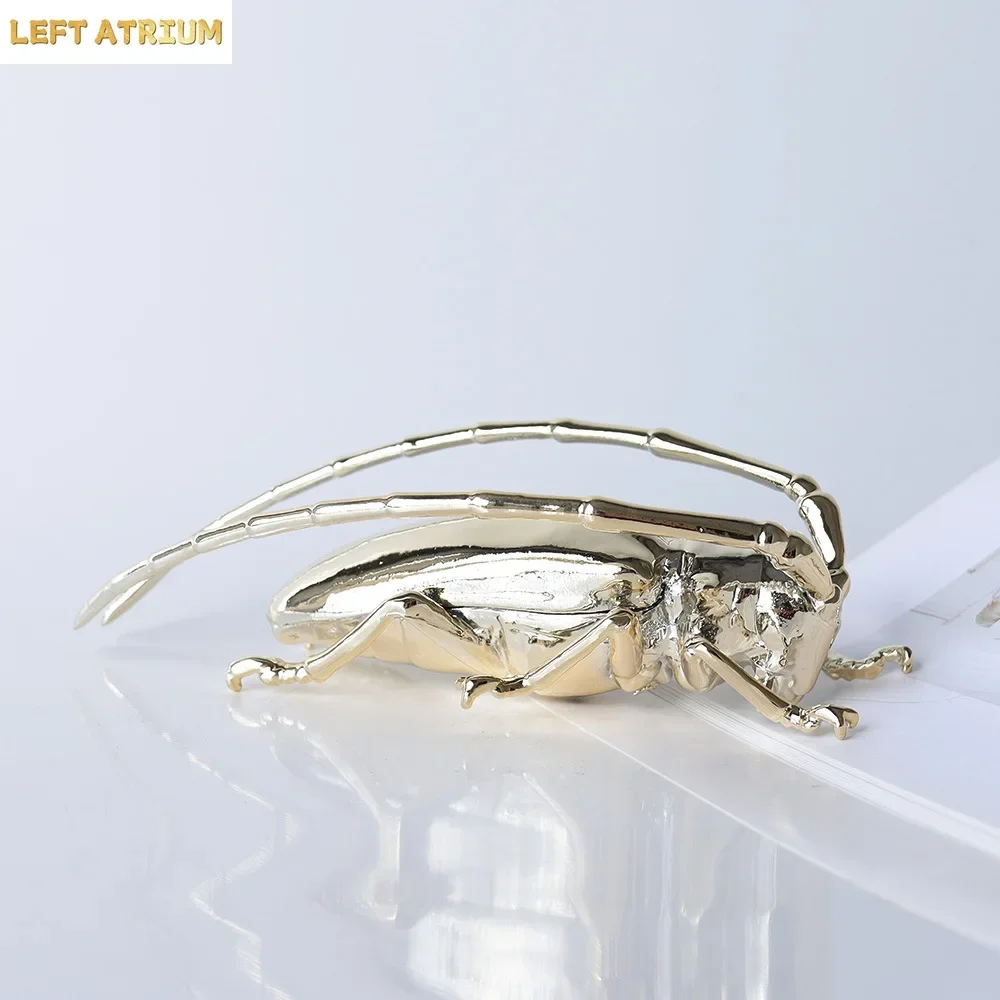 Metal Handicraft Artificial Animal Sculpture Silvery Insect Dragonfly Beetle Metal Figurine Home Decoration Accessories