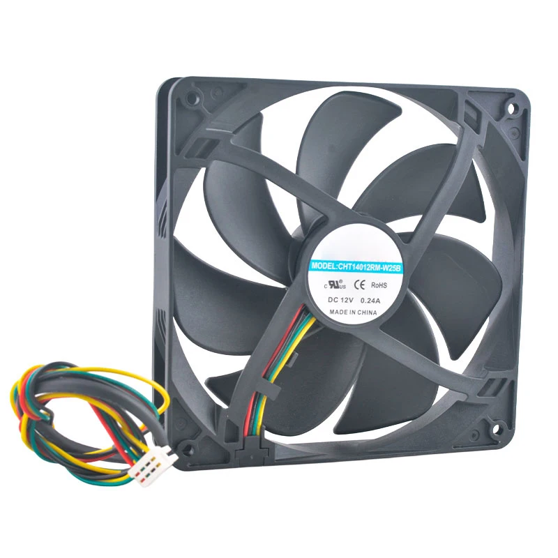 

Вентилятор осевого потока CHT14012RM-W25B 14 см (140 мм) 140x140x25 мм, DC12V 0.24A, для охлаждения холодильников.