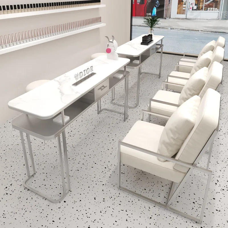 

Luxury Design Beauty Salon Furniture Nail Bar Interior Design Manicure Table Pedicure Chair for Sale