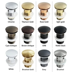 Bathroom Sink Drain Plug Basin Sink Pop Drain Button No Overflow or Overflow Container Lavatory Waste Plug Basin Tube Black Gold