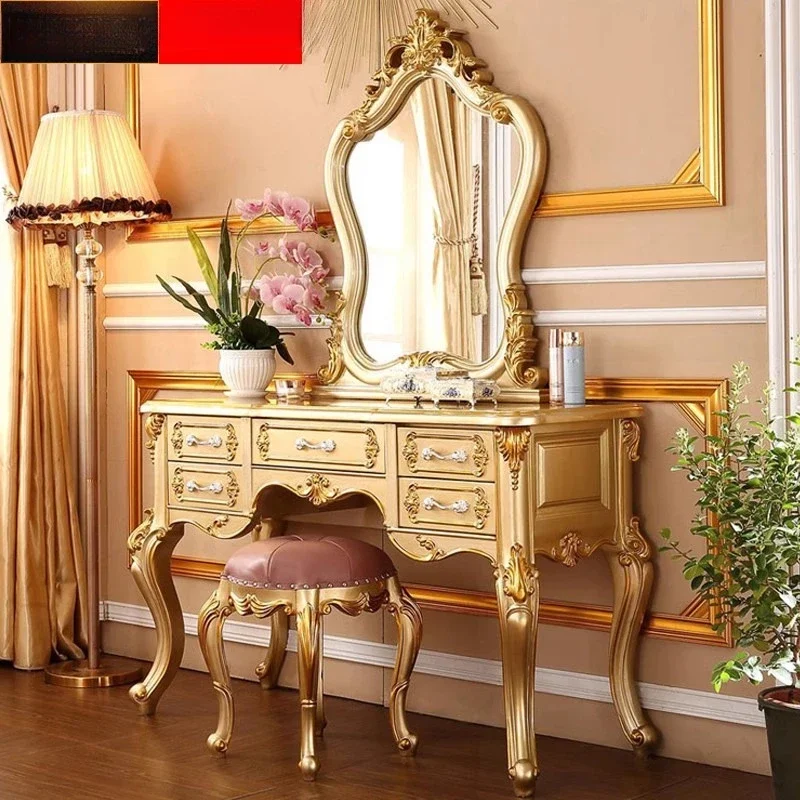 

European dresser solid wood master bedroom princess dressing mirror small apartment mini dressing table dressing table