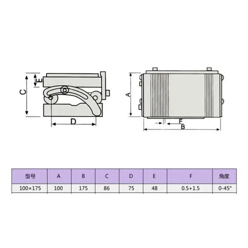 100*175 Smerigliatrice di superficie in ottone da tavolo magnetico sinusoidale Ad alta precisione Forte mandrino magnetico Smerigliatrice Angolo del