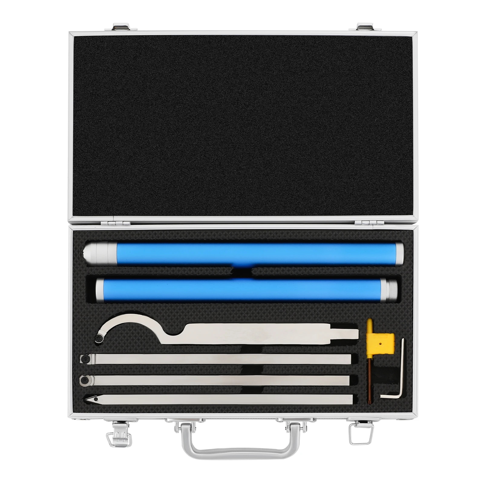 4 Piece Carbide Wood Lathe Tools Set Square Diamond Round Blades with Aluminum Tool Case for Woodturning Pen Bowl Spindle Turning