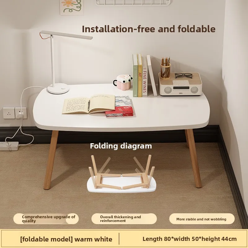 Japanese Style Folding Coffee Table for Small Apartment Living Room Thickened Wood Legs No Assembly Low Tea Table Ins Wind Sofa view 5