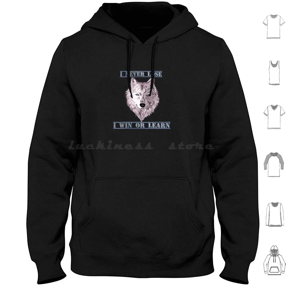 

The Wolf Never Lose , Win Or Learn T-Shirt Hoodies Long Sleeve Wolves Wolf Wolves Football Wolves Art Wolves Design