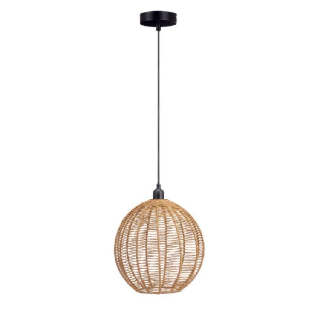 ARISE SHOP Black Brown Rope Ceiling Lamp Rope Hanging Lamps for Kitchen Island, Living Room, Cafe, bar,28x28x35 cm.