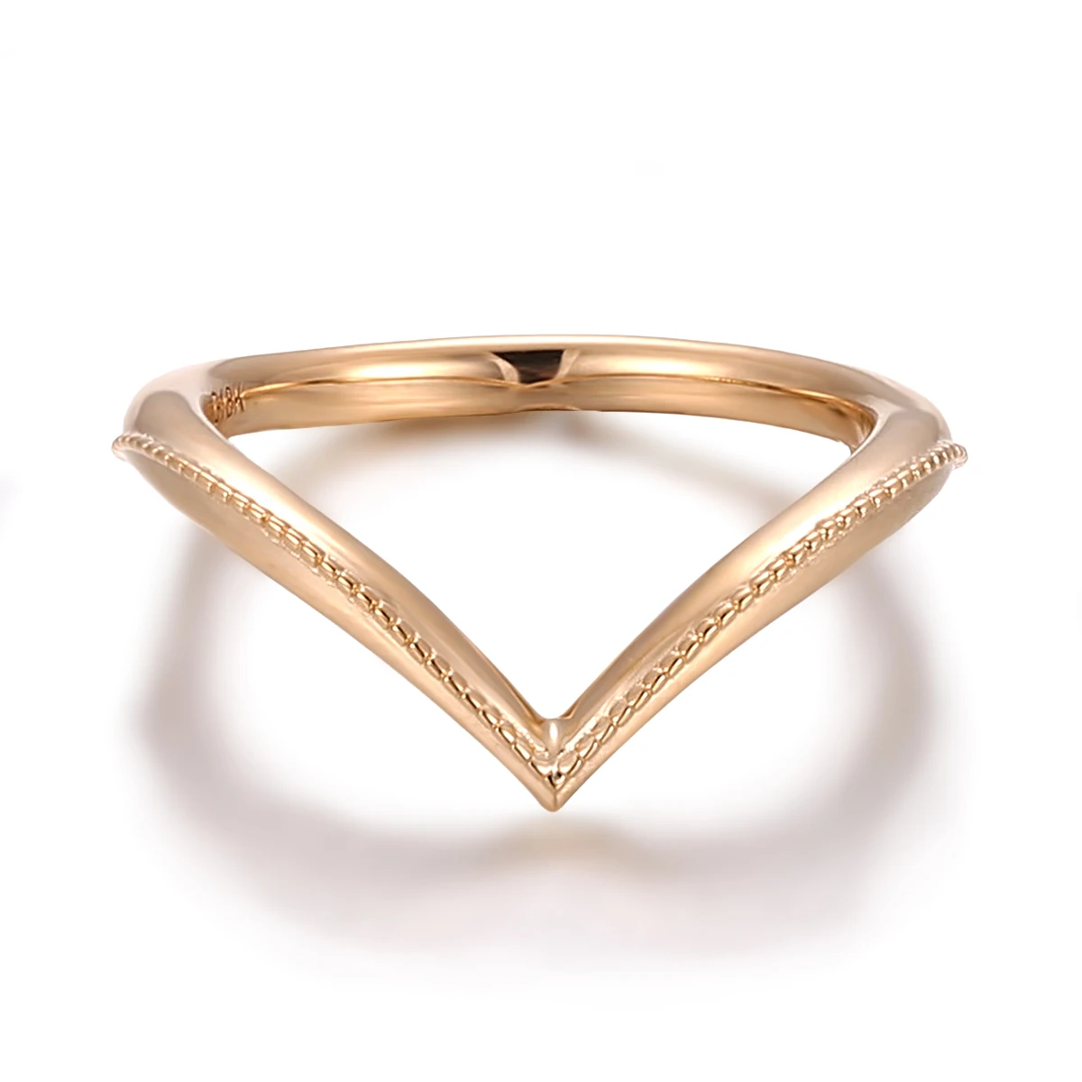 Provence AU585 Solid Gold Wedding Band for Women Heart Shape Promise Rings for Women DIY Custom Ring Statement Rings