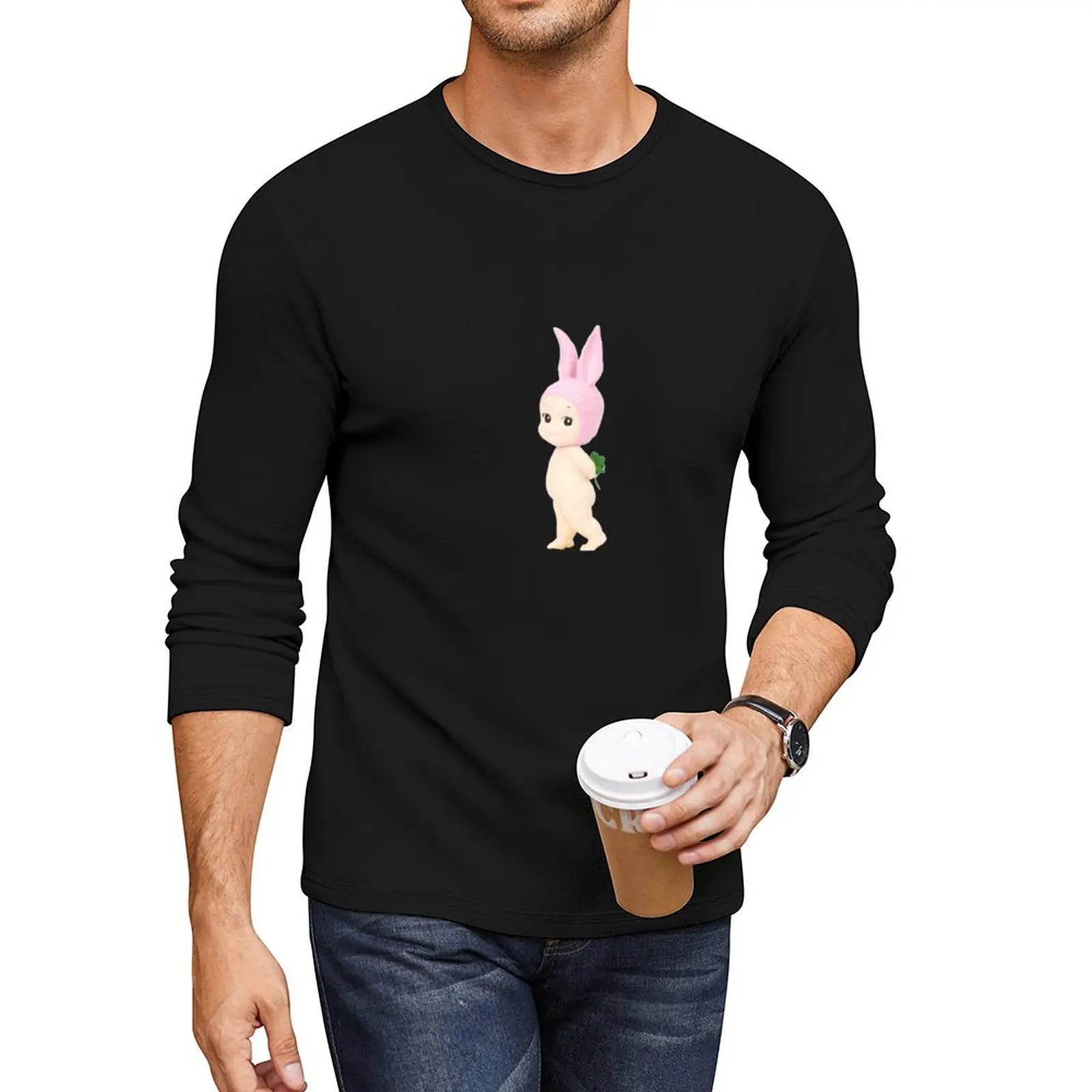 Sonny Angel Bunny Holding a Leaf Long T-Shirt anime graphic t shirts aesthetic clothes graphic t shirt oversized t shirt men