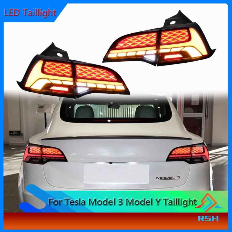 

For Tesla Model 3 Taillight Assembly Model Y Modified Starry Sky LED Running Light Flow Turn Signal Plug And Play Accessories