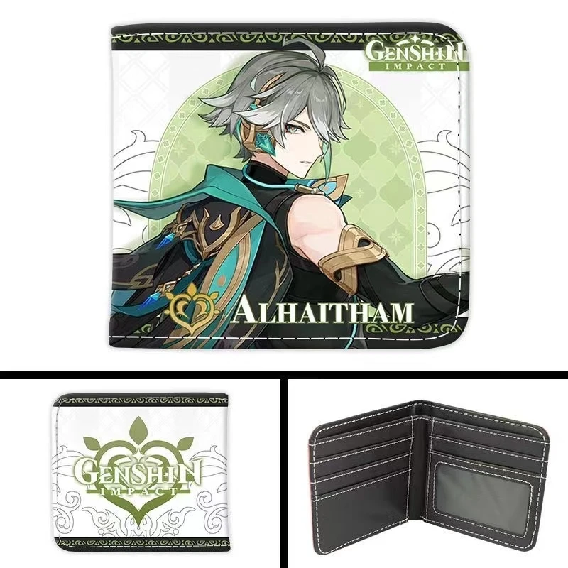 Аниме геншин ударт каэдехара казуха тартаглия Райден шогун кошелек для косплея монета двойного сложения высокий внешний уровень мультфильм