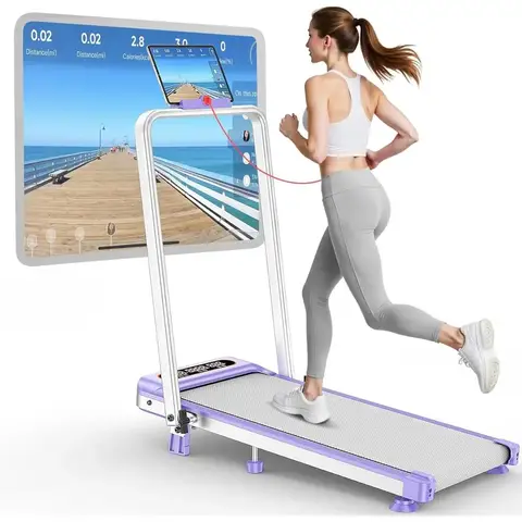 Upgraded 3.5HP Portable Treadmill with 12% Incline, 4-in-1 Functionality, Adjustable Handle, LED Display, Supports 350LBS