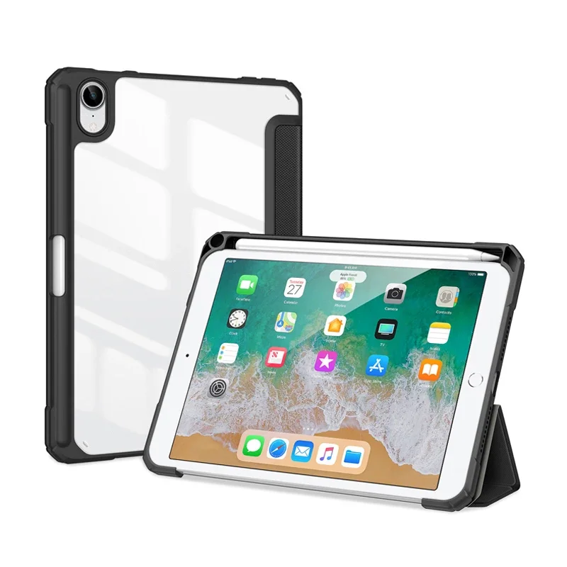 fund For iPad Mini 6 Case Trifold Stand PU Leather Sleep Wake Cover with Pencil Holder Sleeve For iPad 8.3 Tablet Dux Ducis