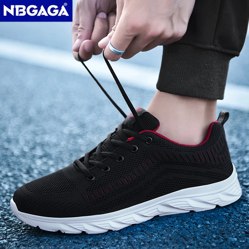 Lightweight Men Casual Sport Shoes Summer Breathable Walking Knit Shoe Anti-slip Men\'s Flats Outdoor Athletic Running Shoes