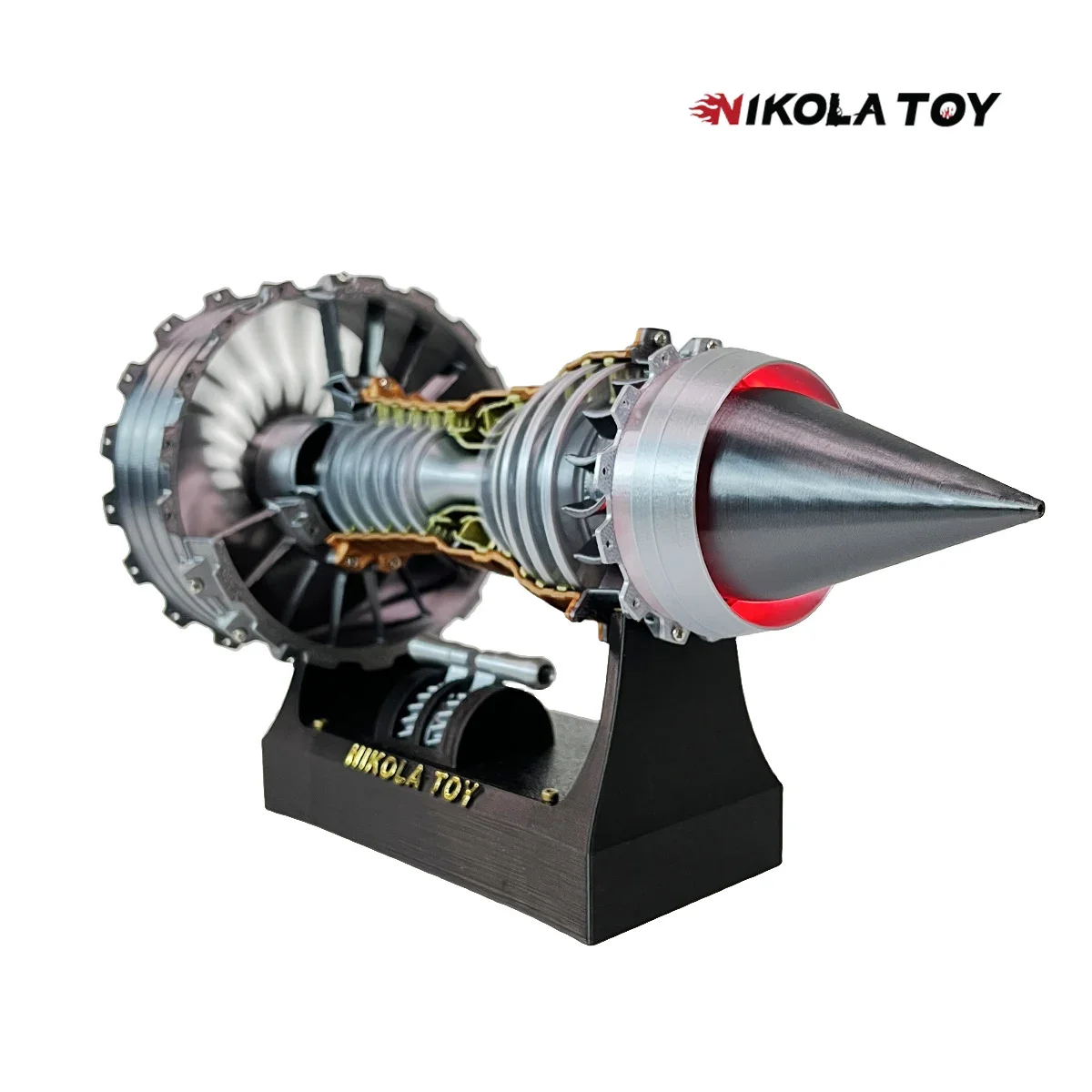 B-M  gift box upgrade, aircraft turbofan engine model, stepless speed regulation + tail flame light effect