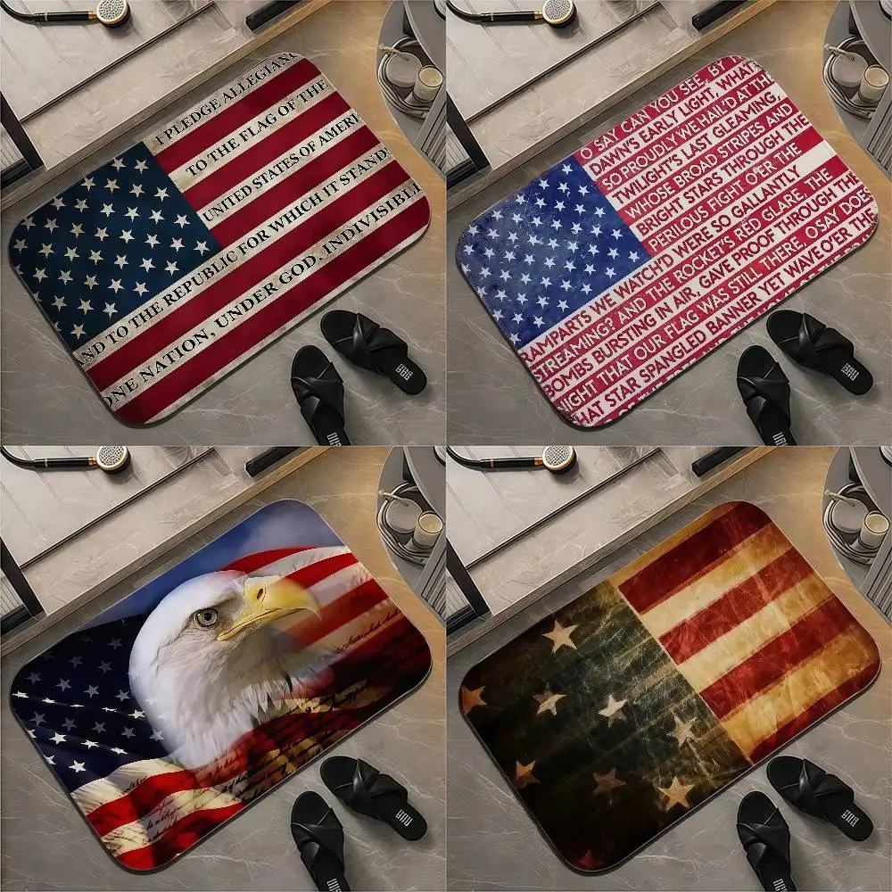 

American Flag Metal Tin Danger Sign Vintage Floor Mat Printed Large Carpets Room And Bedroom Carpets Bathroom Anti Slip Door