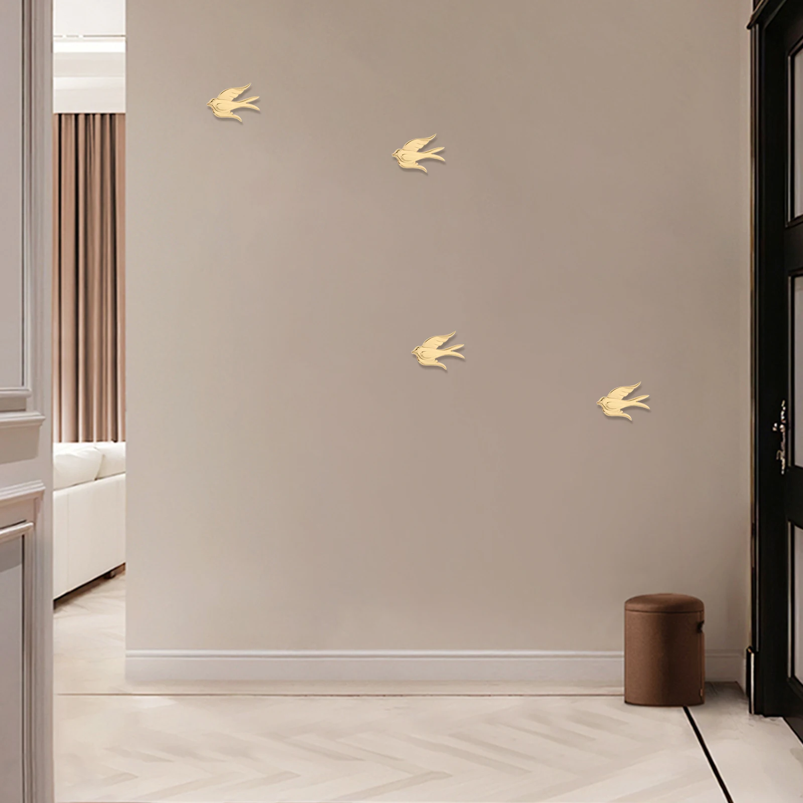

Swallow Hanging Decoration Brass Bird Pictures Lifelike Metal Wall Art Flying Sculptures Home Decor
