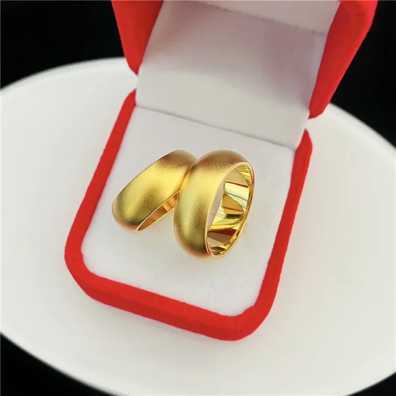 NovaGlod 9999 24K real gold jewelry face matte closed mouth inheritance ring semicolon closed mouth strip ring men and women wid view 2