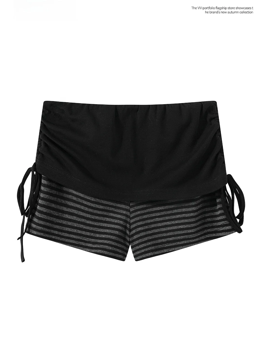 Black Stripe Sexy Short Pants Women's Summer Slim Fit High Waist Drawstring Base Layer Pants Sexy Butt Covering Design