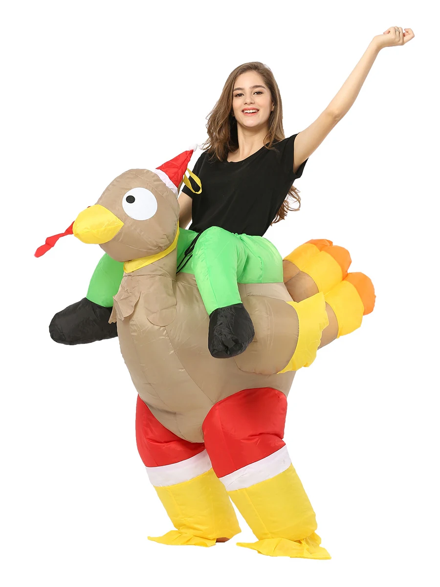 JYZCOS Christmas Turkey Inflatable Costume Adult Rooster Cosplay Dress Christmas Halloween Party Stage Costumes