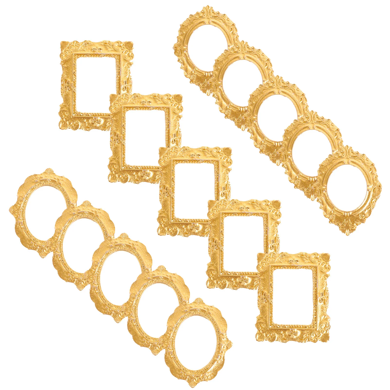 15 Pcs Photo Frame Miniature Decor House Ornament Frames Gold Resin Toy Room