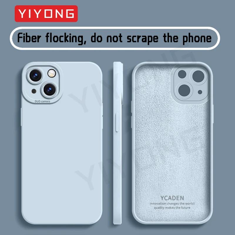 For iPhone 16 15 14 11 12 13 Pro Max YIYONG Original Soft Liquid Silicone Cover For iPhone16 Plus iPhone13 Mini SE 2 Phone Case