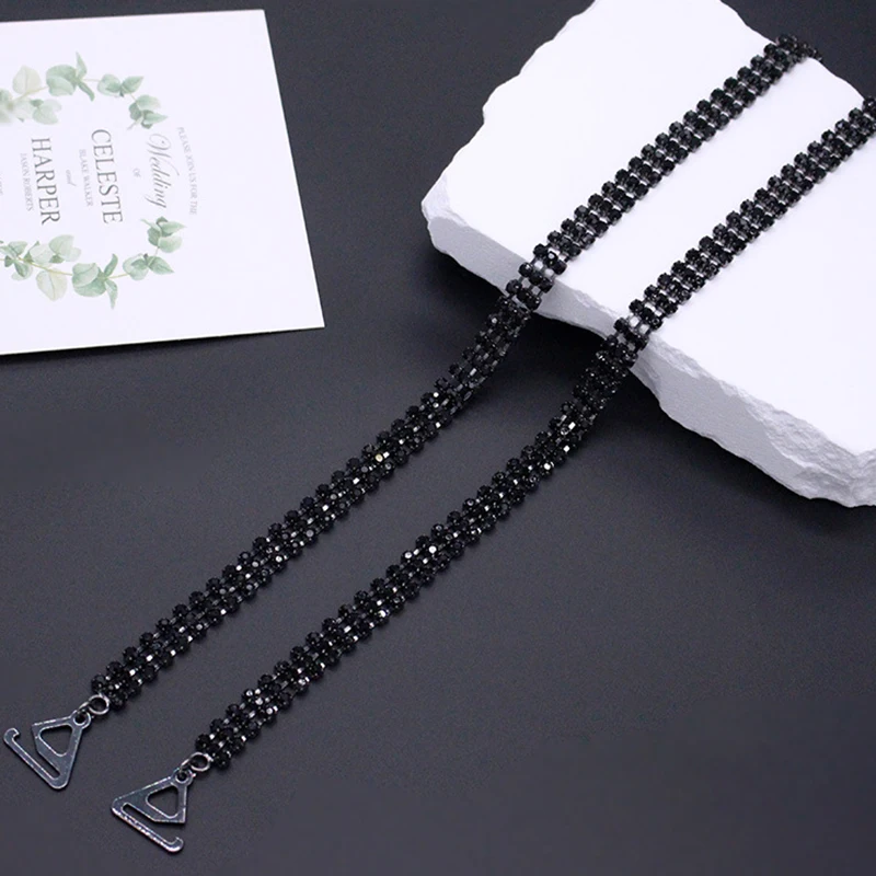 2023 Fashion Shoulder Straps Crystal Underwear Straps Metal Bra Straps Non-Slip Sexy Invisible Cool Women Bra Strap For Decor