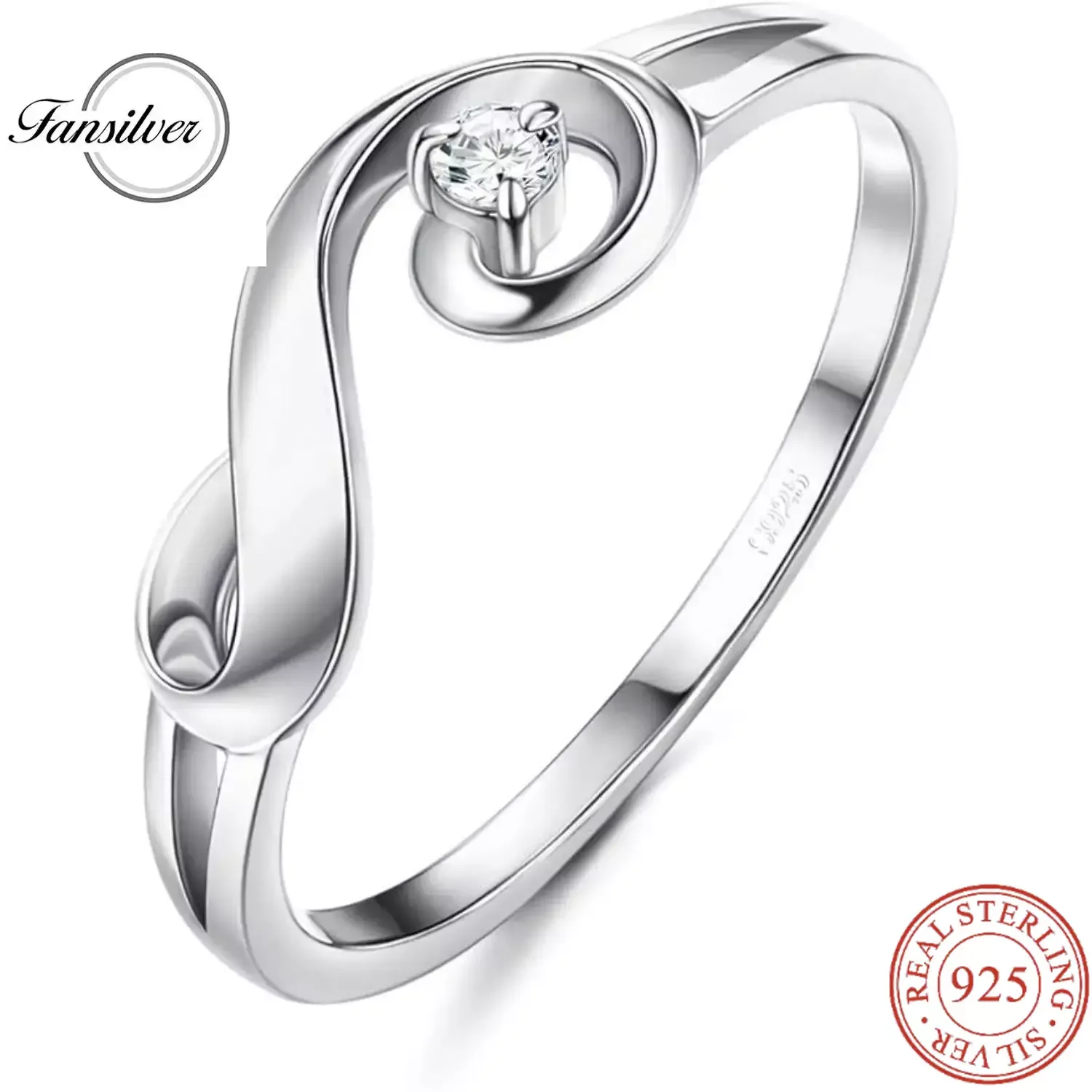 

Fansilver S925 Sterling Silver Zirconia Infinity Rings for Women CZ Engagement Band Ring Sterling Silver Wedding Ring Size 7-8